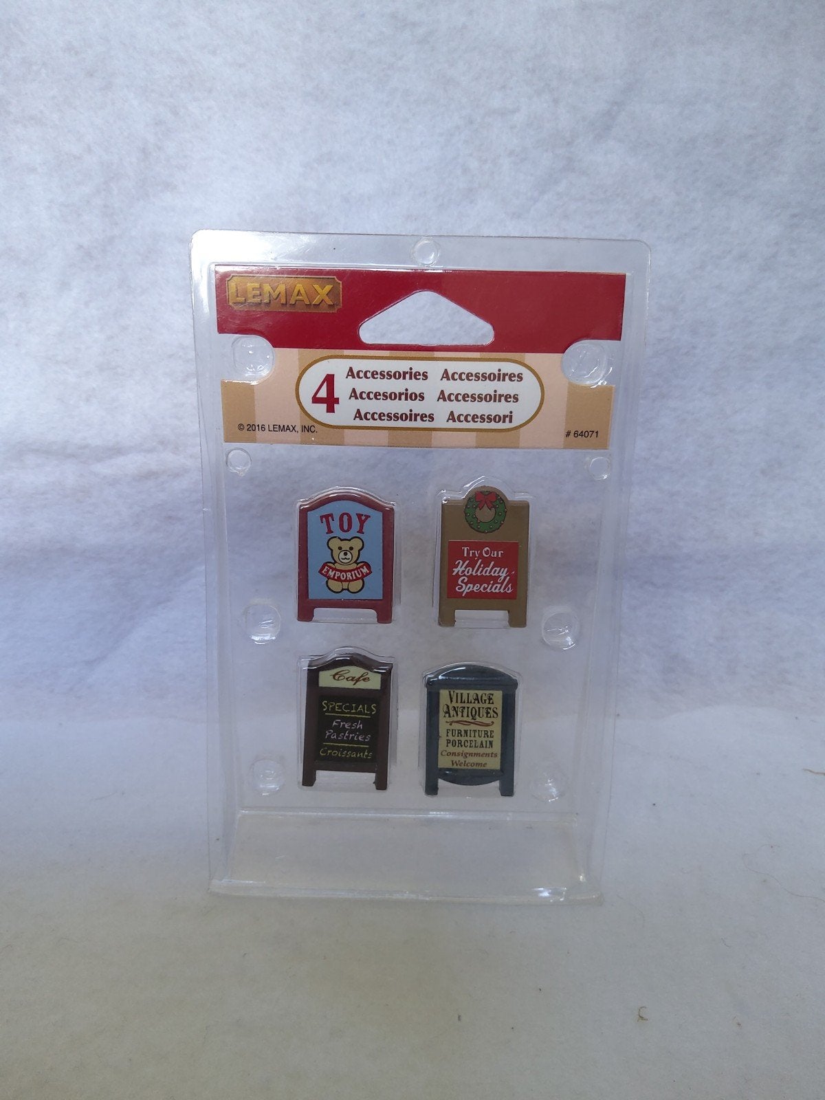 Lemax 64071 Dorpsborden - Set van 4 Accessoires  B6, Ophalen of Verzenden, Zo goed als nieuw