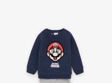 Kinder trui sweater sweatshirt Mario blauw top maat 86 Zara, Kinderen en Baby's, Babykleding | Maat 86, Gebruikt, Truitje of Vestje