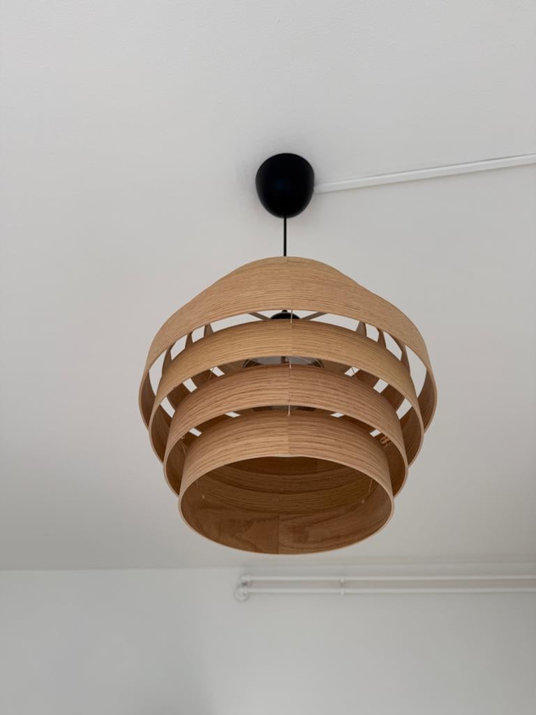 Houten hanglamp - Scandinavisch design, Ophalen, Zo goed als nieuw, Hout, Minder dan 50 cm