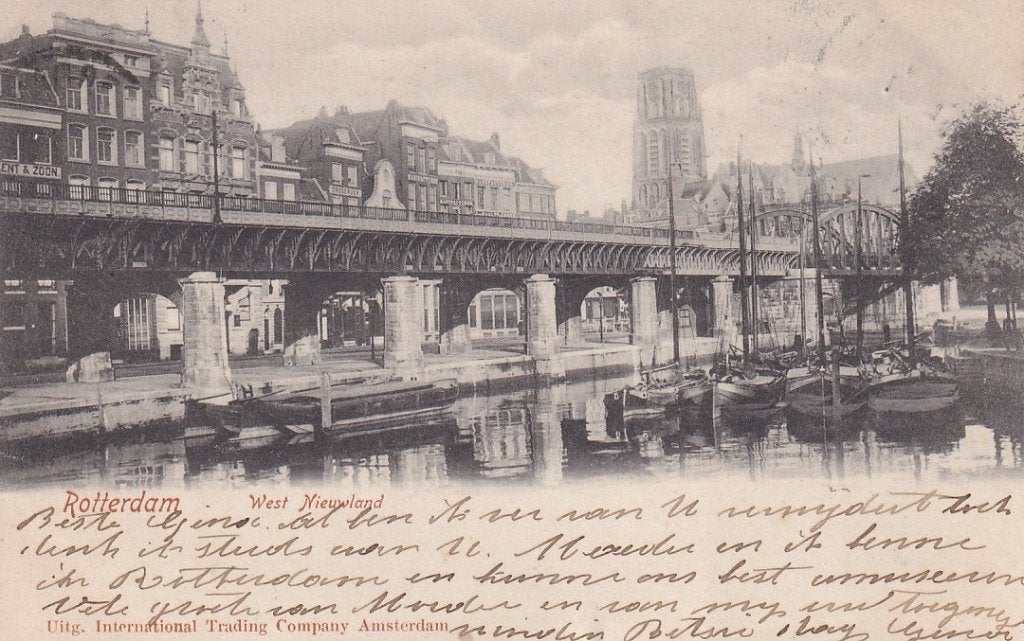 729F Rotterdam Westnieuwland, spoorviaduct, Kolk St. Laurens, Ophalen of Verzenden, Voor 1920, Gelopen, Zuid-Holland