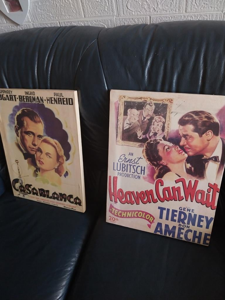 Vintage filmposters op linnen 34x46 cm., Ophalen of Verzenden, Gebruikt, Film, Poster