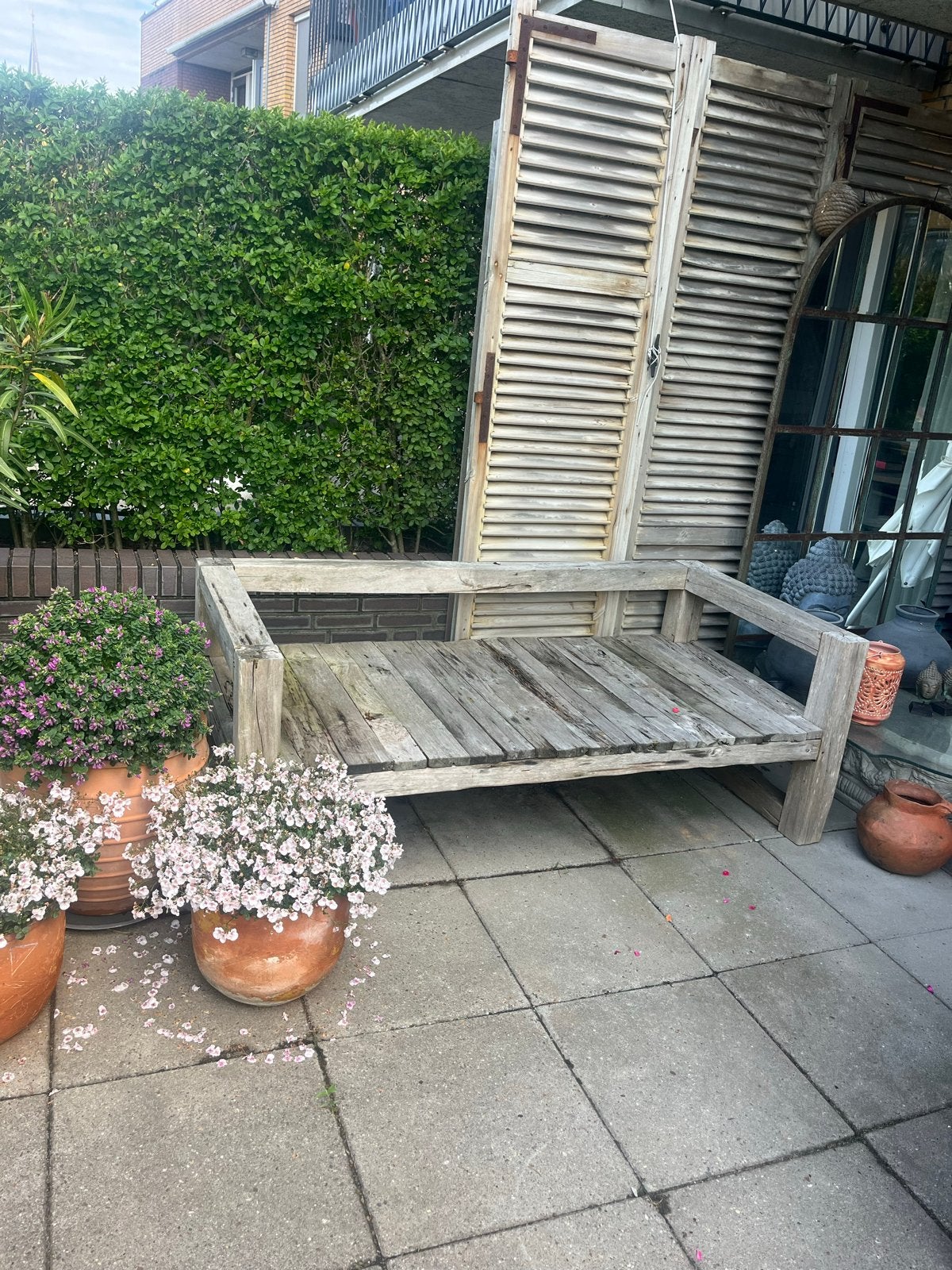 Robuuste houten tuinbank - Perfect voor buiten, Ophalen of Verzenden, Gebruikt, Hout