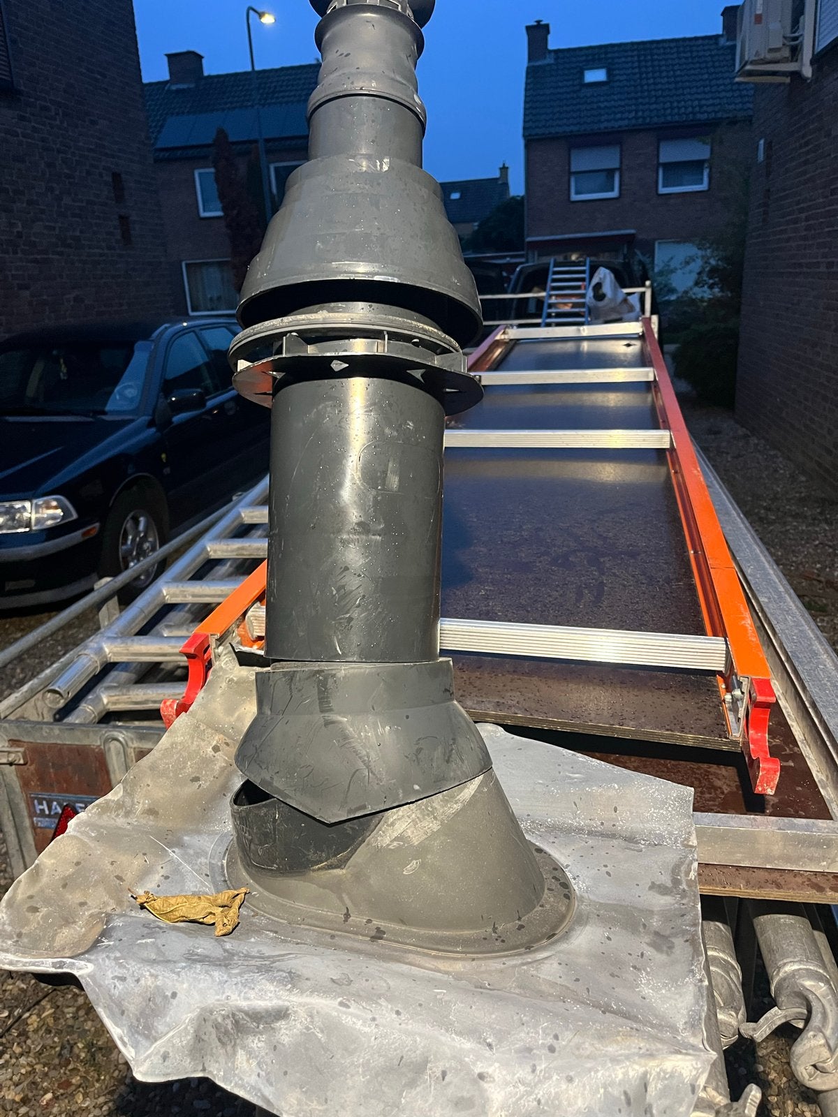 Dakdoorvoer met ontluchting en loden slab, Afvoer, Gebruikt, Pvc, Ophalen of Verzenden