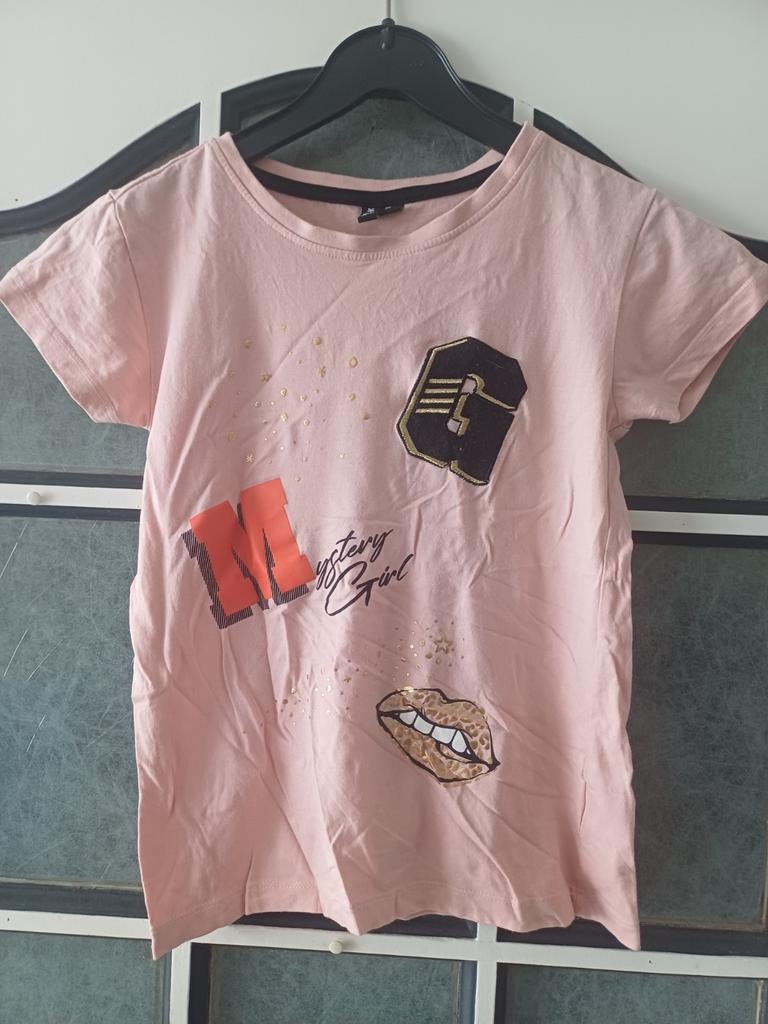 Lichtroze met goud shirt, maat 164, Kinderen en Baby's, Kinderkleding | Maat 164, Teen Girls, Meisje, Ophalen of Verzenden, Zo goed als nieuw