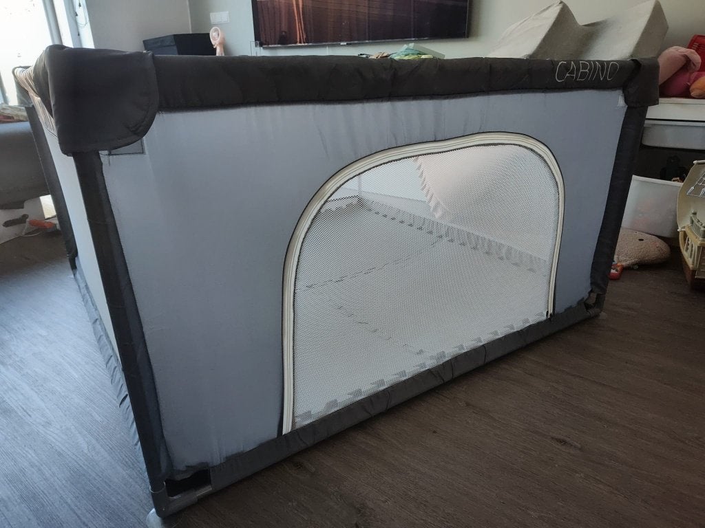 Cabino Kunststof Grondbox 120x120 cm + 4 XL Foam tegels, Kinderen en Baby's, Ophalen, Zo goed als nieuw, Vierkant, Boxkleed