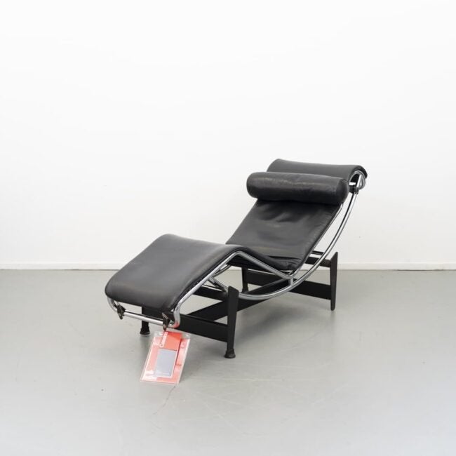 Cassina LC4 Chaise Longue Zwart Leer - Chroom, Niet ingevuld, Zo goed als nieuw, Niet ingevuld, Niet ingevuld