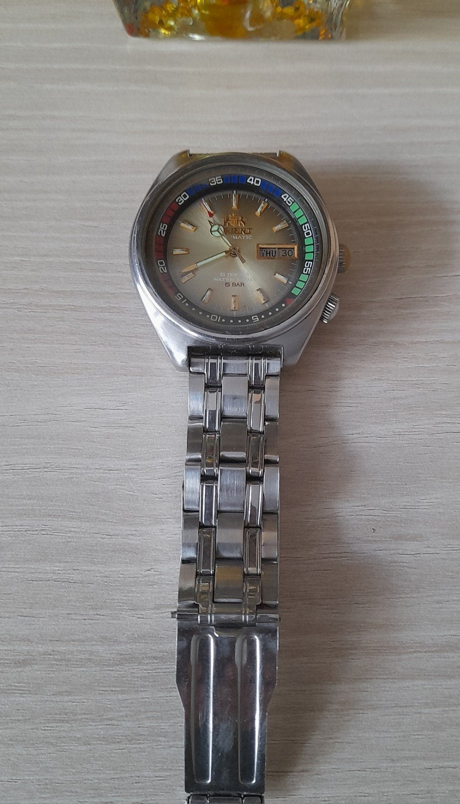 Vintage Orient automatisch horloge 21 Jewels, Staal, Gebruikt, Staal, Polshorloge