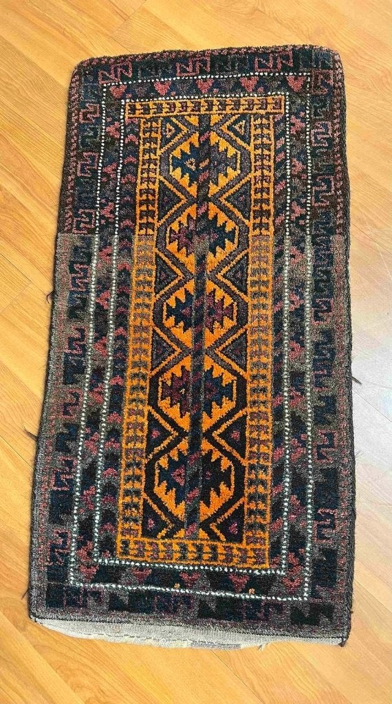 Vintage handgeknoopt Turks tapijt 87/43 cm