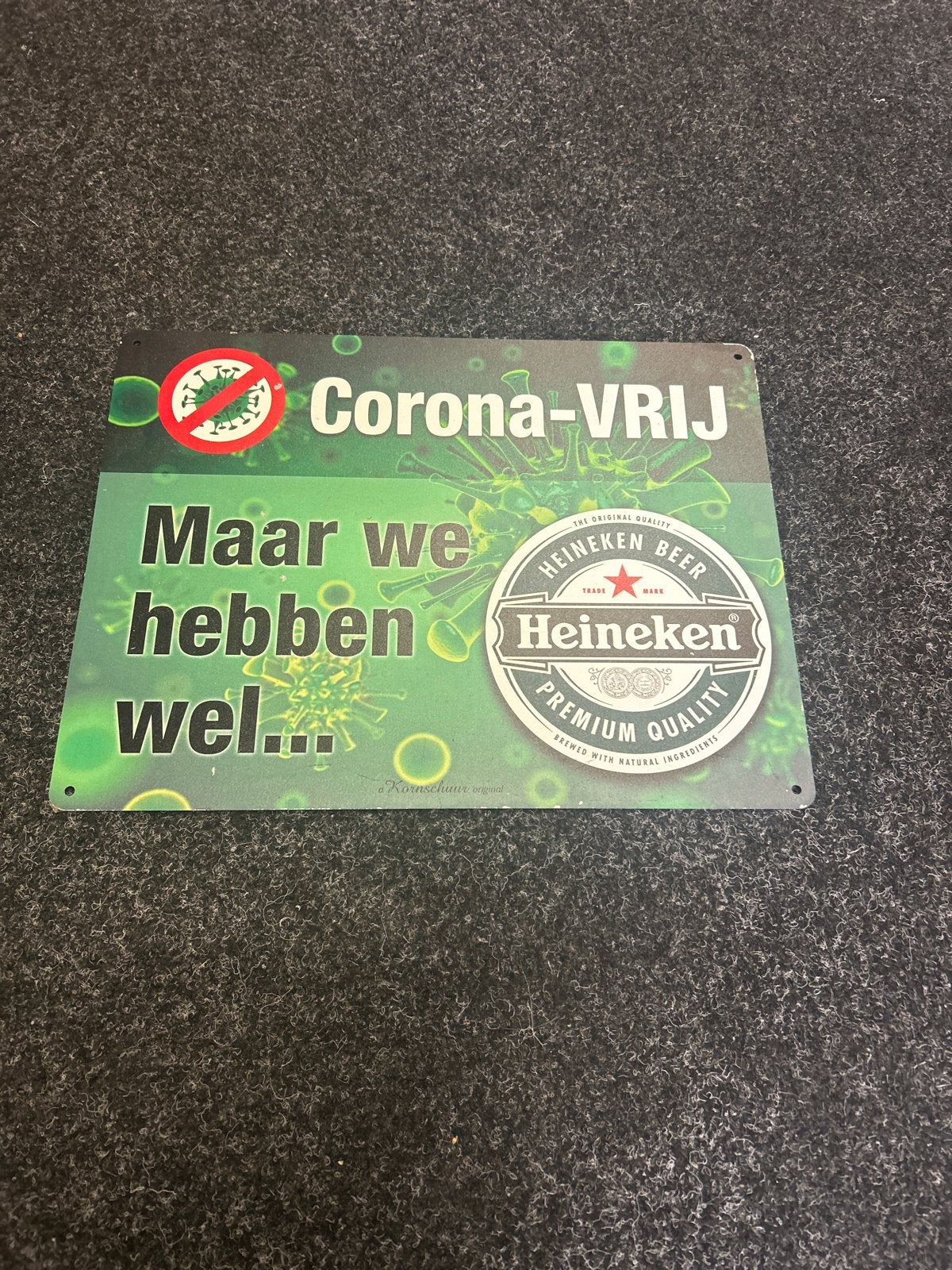 Heineken Corona-VRIJ reclamebord, Verzamelen, Ophalen of Verzenden, Gebruikt, Reclamebord