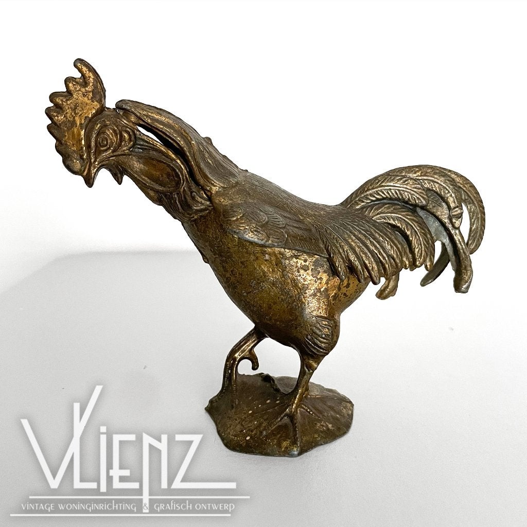 Vintage, retro messing haan asbak, Verzamelen, Retro, Huis en Inrichting, Ophalen of Verzenden