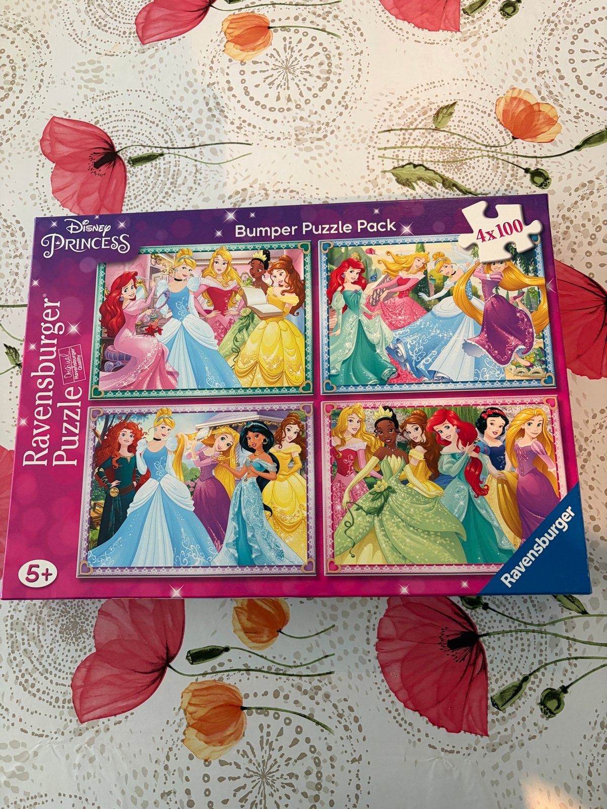 Ravensburger Disney Princess Bumper Puzzle Pack 4x100, Ophalen of Verzenden, Meer dan 50 stukjes, Zo goed als nieuw, 6 jaar of ouder