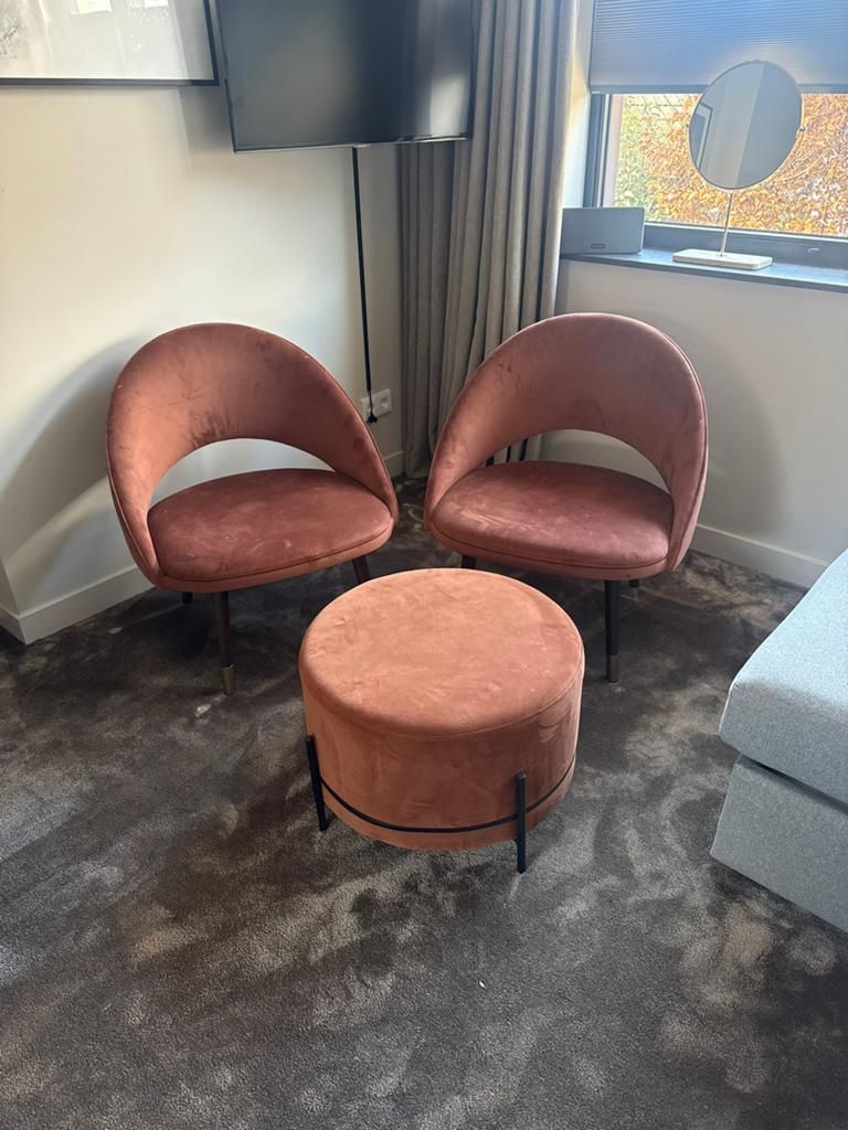 Luxe fauteulles set met poef merk dome deco, Huis en Inrichting, Ophalen, Art deco, Minder dan 75 cm, Zo goed als nieuw
