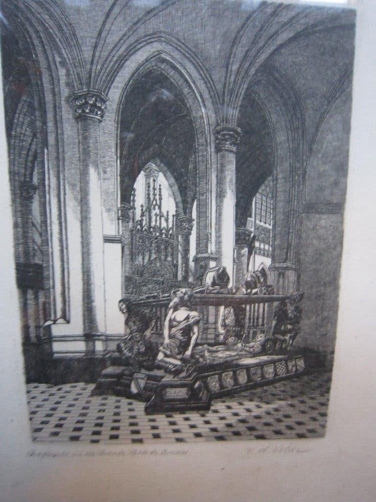 Van der Velde, Mooie ets van de Graftombe in Breda, Ophalen, Religie, Ets