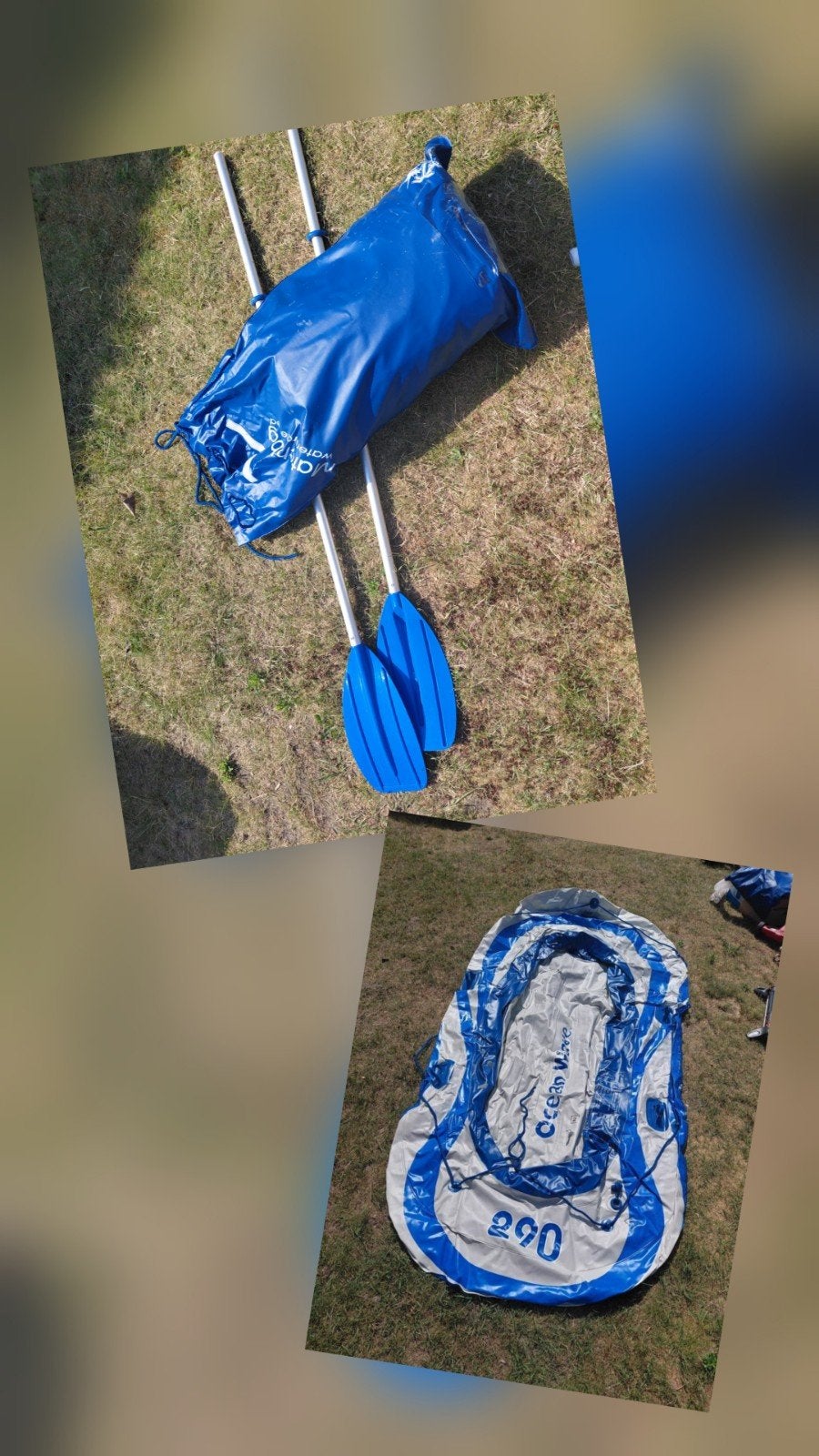 Grote opblaasboot met peddels - Ideaal voor waterplezier!, Watersport en Boten, Peddels, Ophalen, Gebruikt, Dubbelbladige peddel