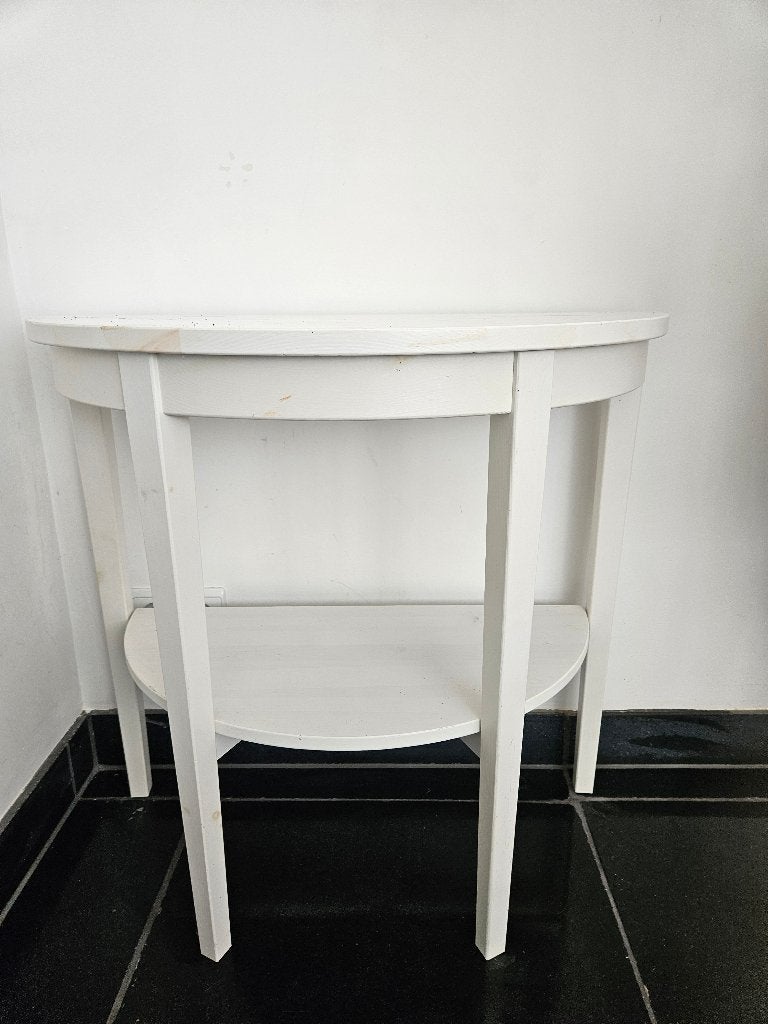 Witte halfronde sidetable / bijzettafel, Ophalen, Gebruikt, Eenpersoons, Klassiek, Landelijk