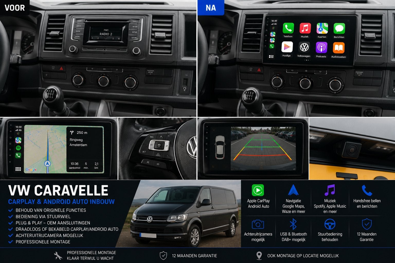 Volkswagen Caravelle CarPlay & Android Auto Inbouw, Auto diversen, Autoradio's, Nieuw, Ophalen