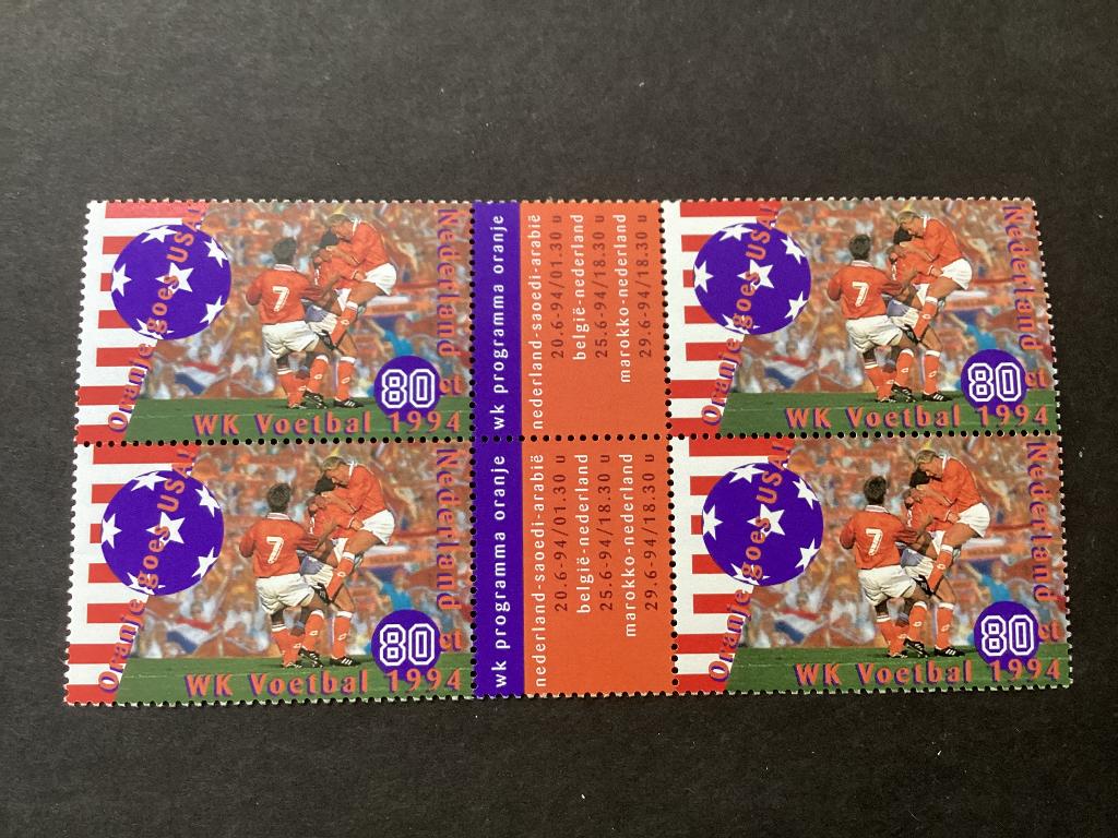 1994, Wereldkampioenschap, 1614/ blok van 4, Postzegels en Munten, Postzegels | Nederland, Verzenden, Na 1940, Postfris