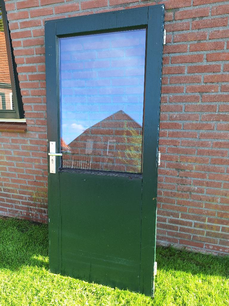 Achterdeur met dubbelglas, Gebruikt, 80 tot 100 cm, Ophalen of Verzenden, Buitendeur