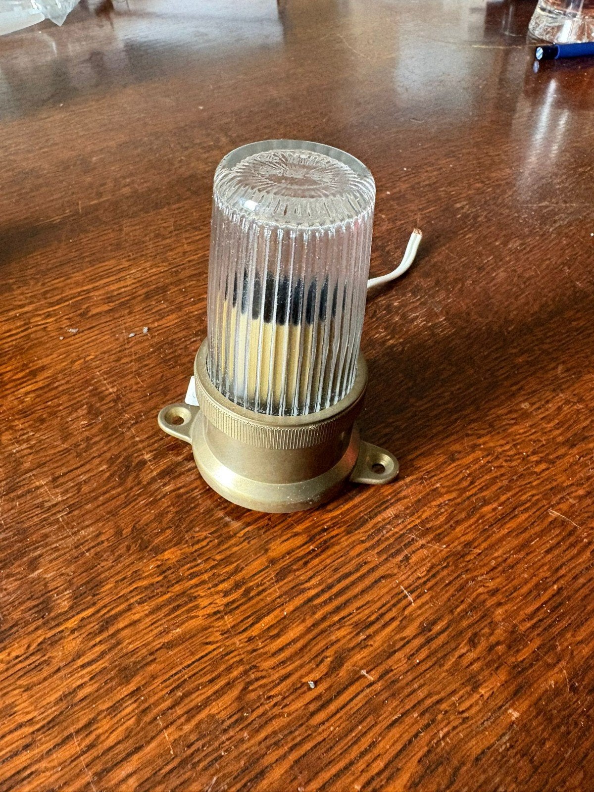 Vintage scheepslamp / wandlamp - messing en glas, Ophalen of Verzenden
