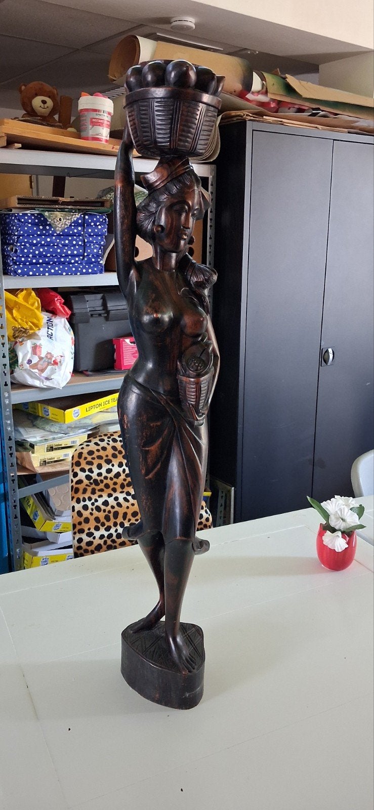 Beeld van hout, Antiek en Kunst, Ophalen, Hout, 50 - 100 cm, Vrouw