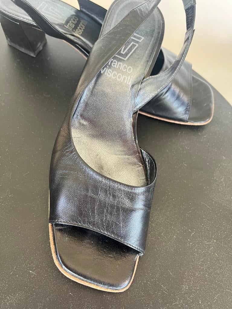 Mooie leren zwarte sandalen Franco Visconti, Kleding | Dames, Schoenen, Zwart, Gedragen, Sandalen of Muiltjes, Ophalen of Verzenden