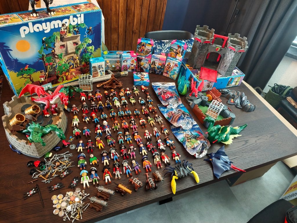 Playmobil lot, draken, piraten, ridders, accessoires en meer, Ophalen, Gebruikt, Losse onderdelen