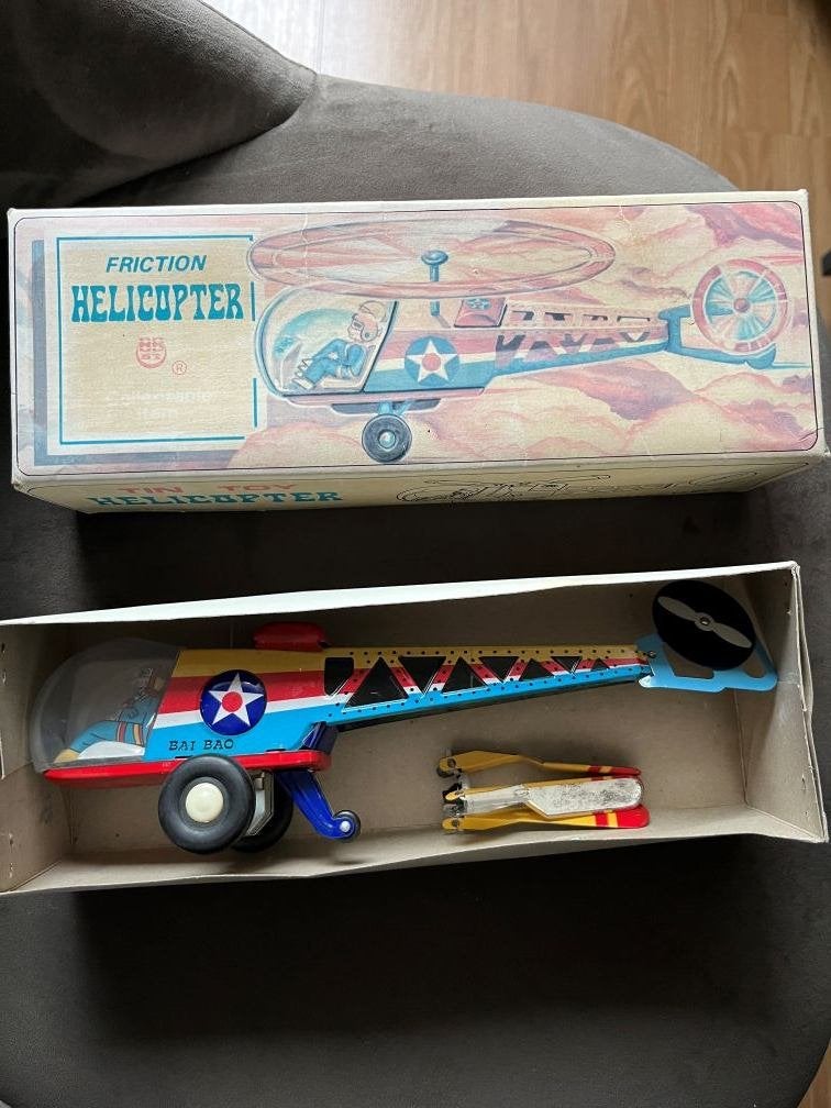 Vintage Blikken Friction helikopter, Antiek en Kunst, Ophalen of Verzenden