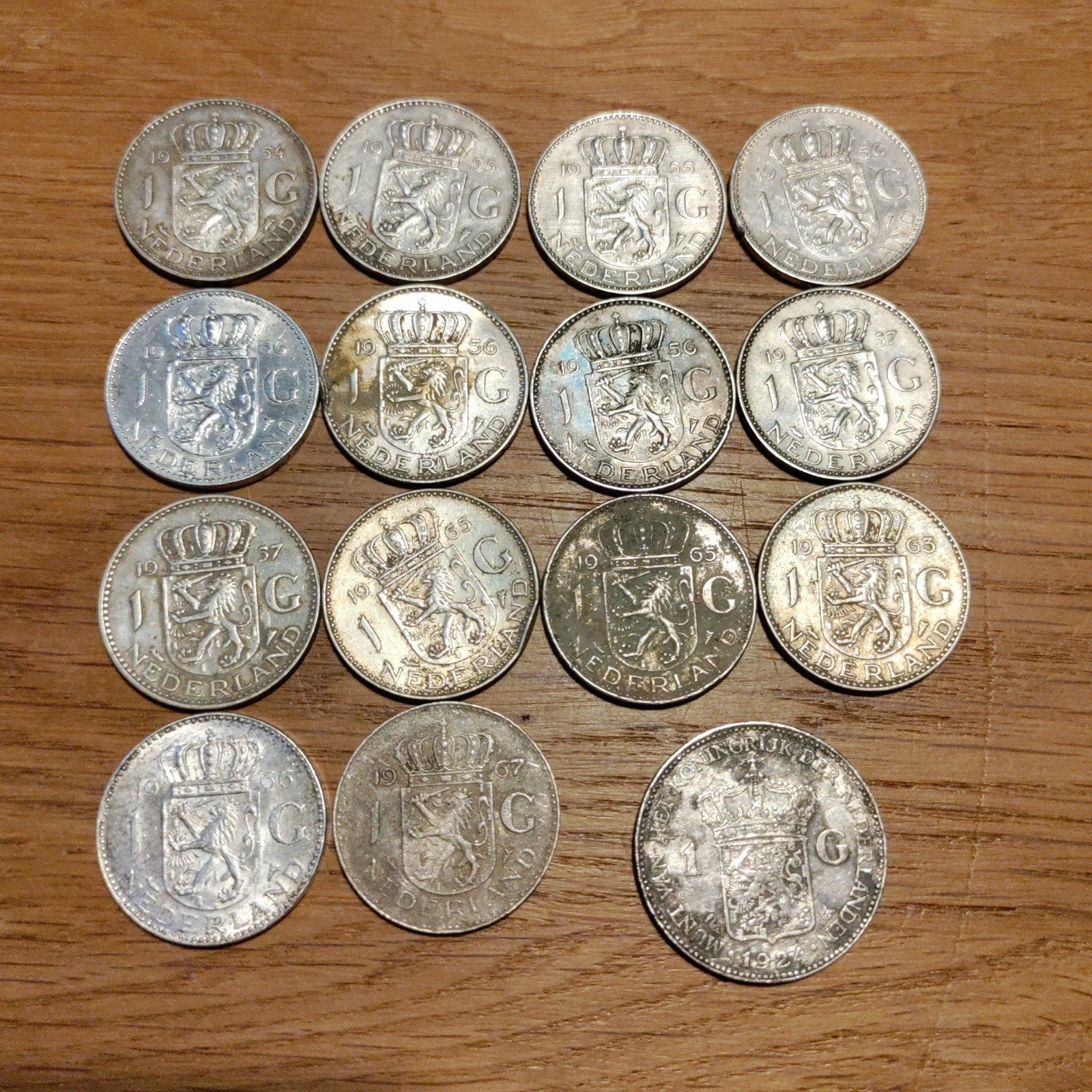 16x Collectie Nederlandse zilveren Guldens - Diverse Jaren, Postzegels en Munten, Munten | Nederland, 1 gulden, Setje, Zilver