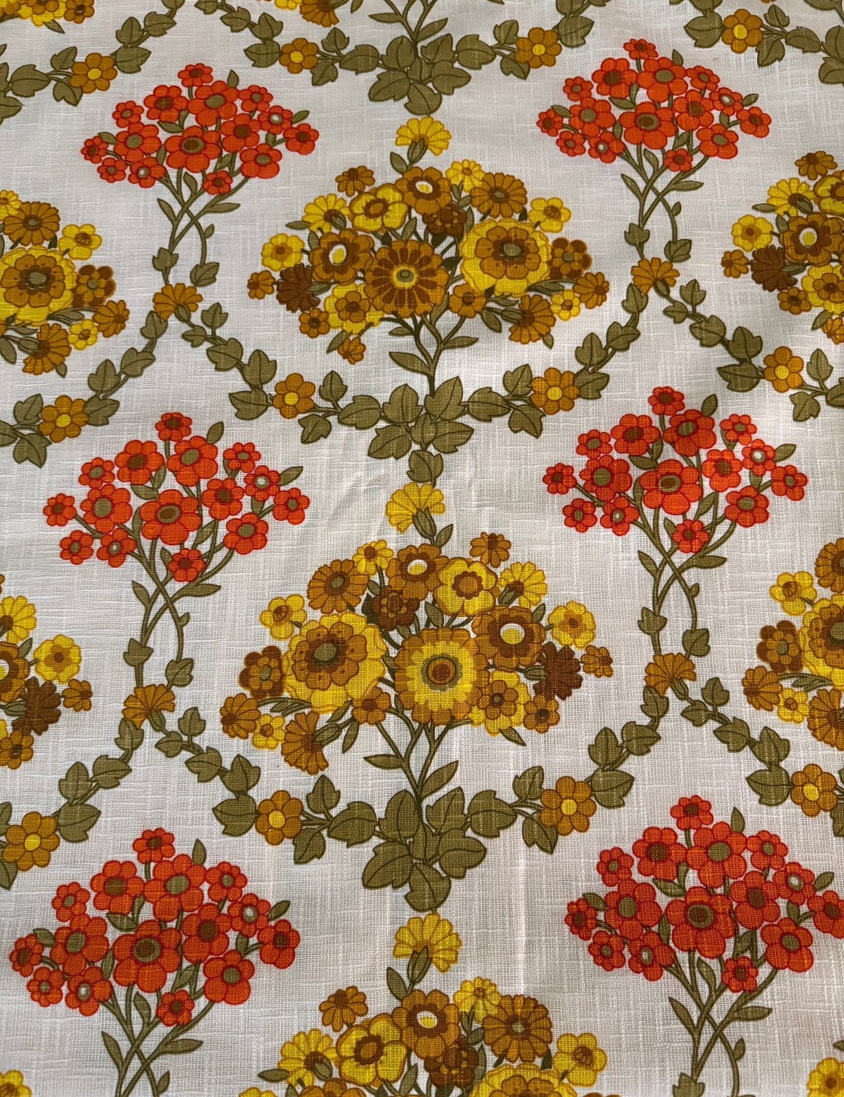 Grote lap retro stof, vintage bloemen stof, camper, design, Ophalen, 120 cm of meer, 200 cm of meer, Oranje