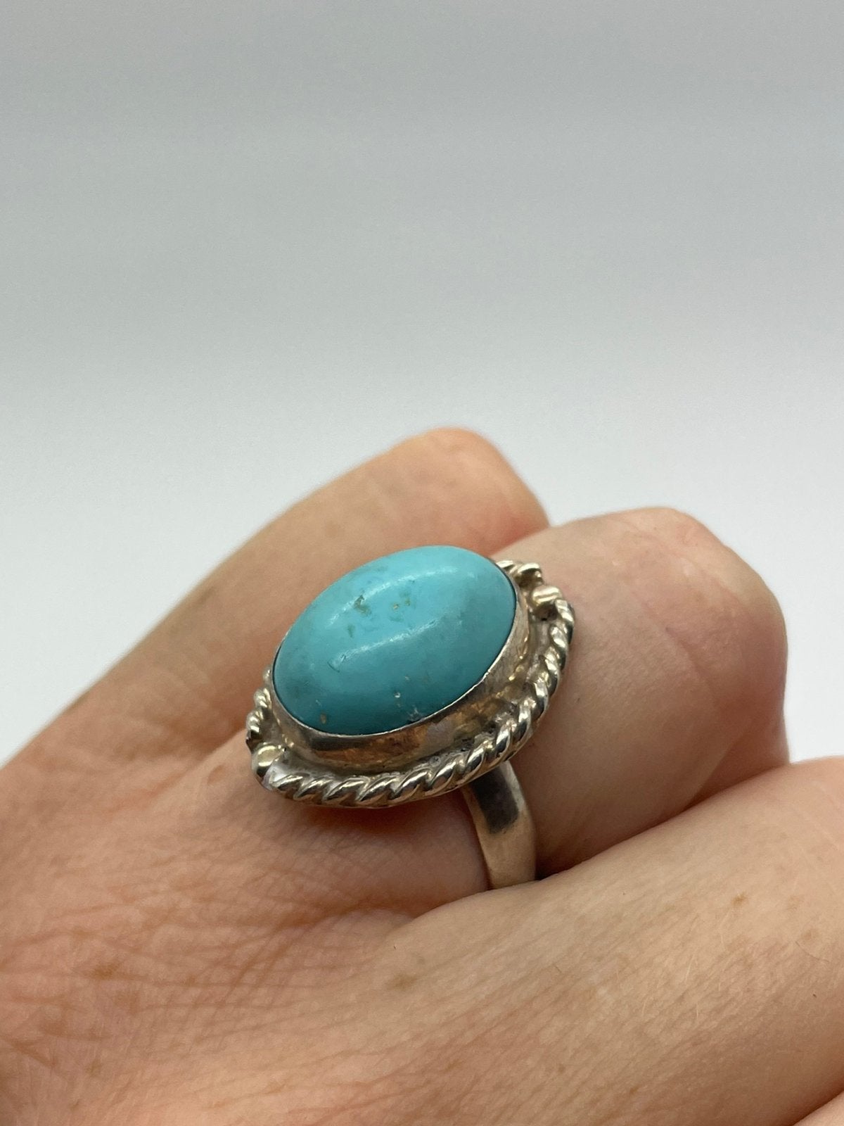 F926 Prachtige zilberen turkoois ring maat 17, Ophalen of Verzenden, X, Met edelsteen, Dame