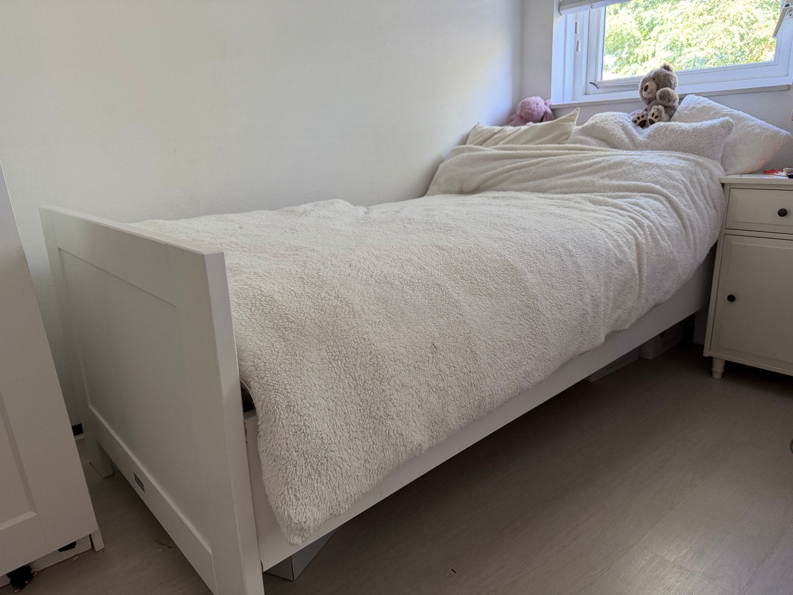 Bopita eenpersoonsbed wit, optioneel met matras, Ophalen, 85 tot 100 cm, Gebruikt, Matras