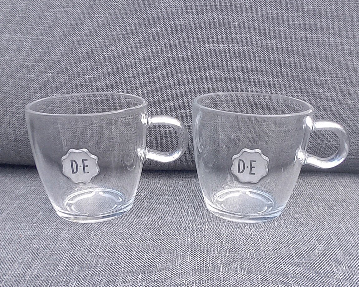 2 Douwe Egberts koffieglazen (middel), Nieuw, Ophalen of Verzenden, Glas, Overige stijlen