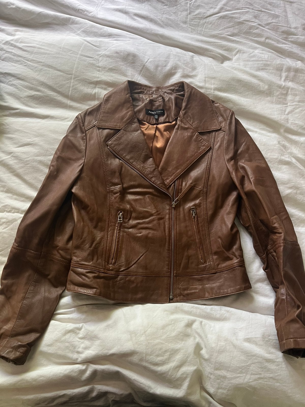 Arma leren biker jasje maat 42 en 44, Kleding | Dames, Ophalen of Verzenden, Zo goed als nieuw, Maat 38/40 (M), Geel