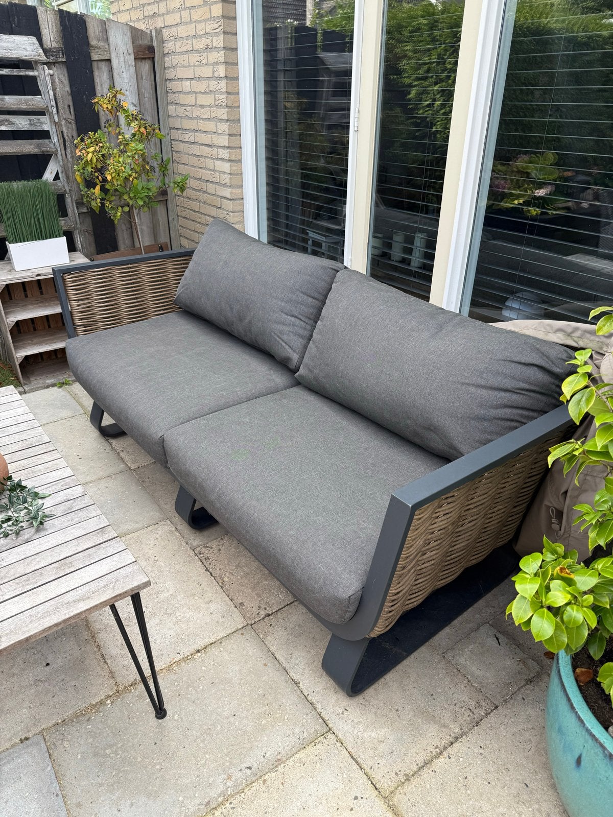 2 Tuinbanken met kussens - 2.09m x 0.90m, Tuin en Terras, Ophalen, Gebruikt, Aluminium