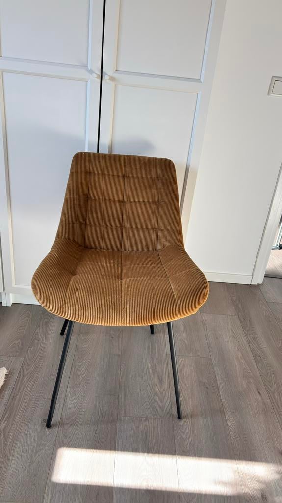 Eetkamerstoel velvet - cognac - 79x50x44 cm, Ophalen, Zo goed als nieuw, Bruin, Eén