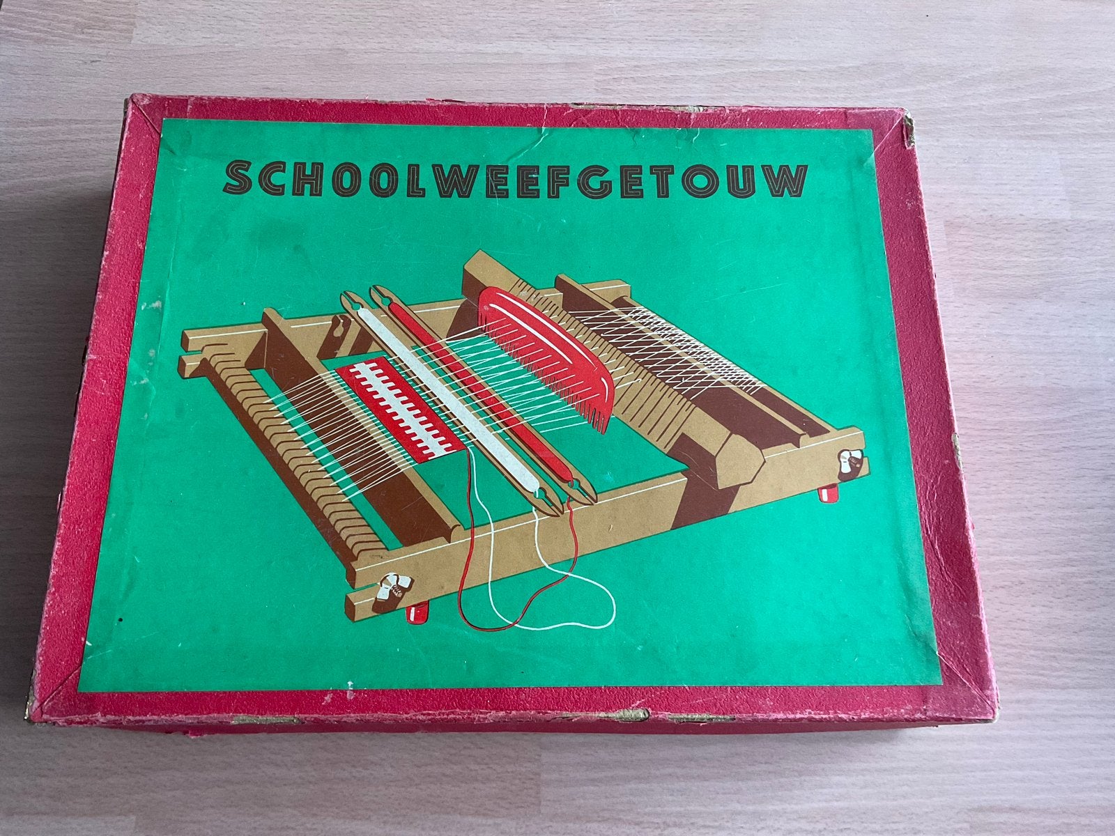 Vintage Schoolweefgetouw - Compleet in originele doos, Hobby en Vrije tijd, Knutselen, Ophalen, Gebruikt, Overige thema's, Hout