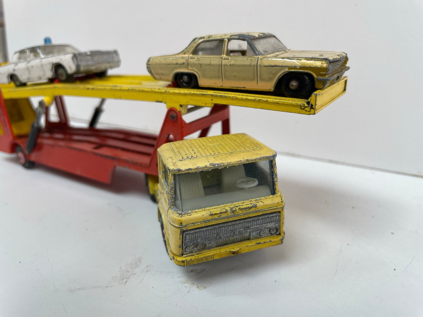 Vintage Matchbox King Size K-8 Car Transporter met auto's, Ophalen of Verzenden, Gebruikt, Bus of Vrachtwagen, Matchbox