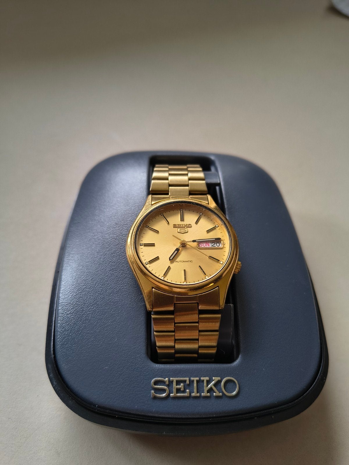 Seiko 5 goud vintage, Sieraden, Tassen en Uiterlijk, Seiko, Met bandje, Polshorloge, Goud