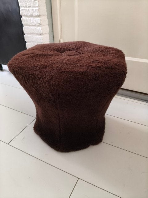 Vintage donkerbruine poef teddy, Huis en Inrichting, Hout, Minder dan 50 cm, Minder dan 50 cm, Ophalen of Verzenden