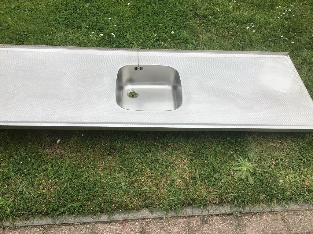 Aanrechtblad /keukenblad/werkblad RVS, Ophalen, Gebruikt, 150 tot 200 cm, Minder dan 100 cm