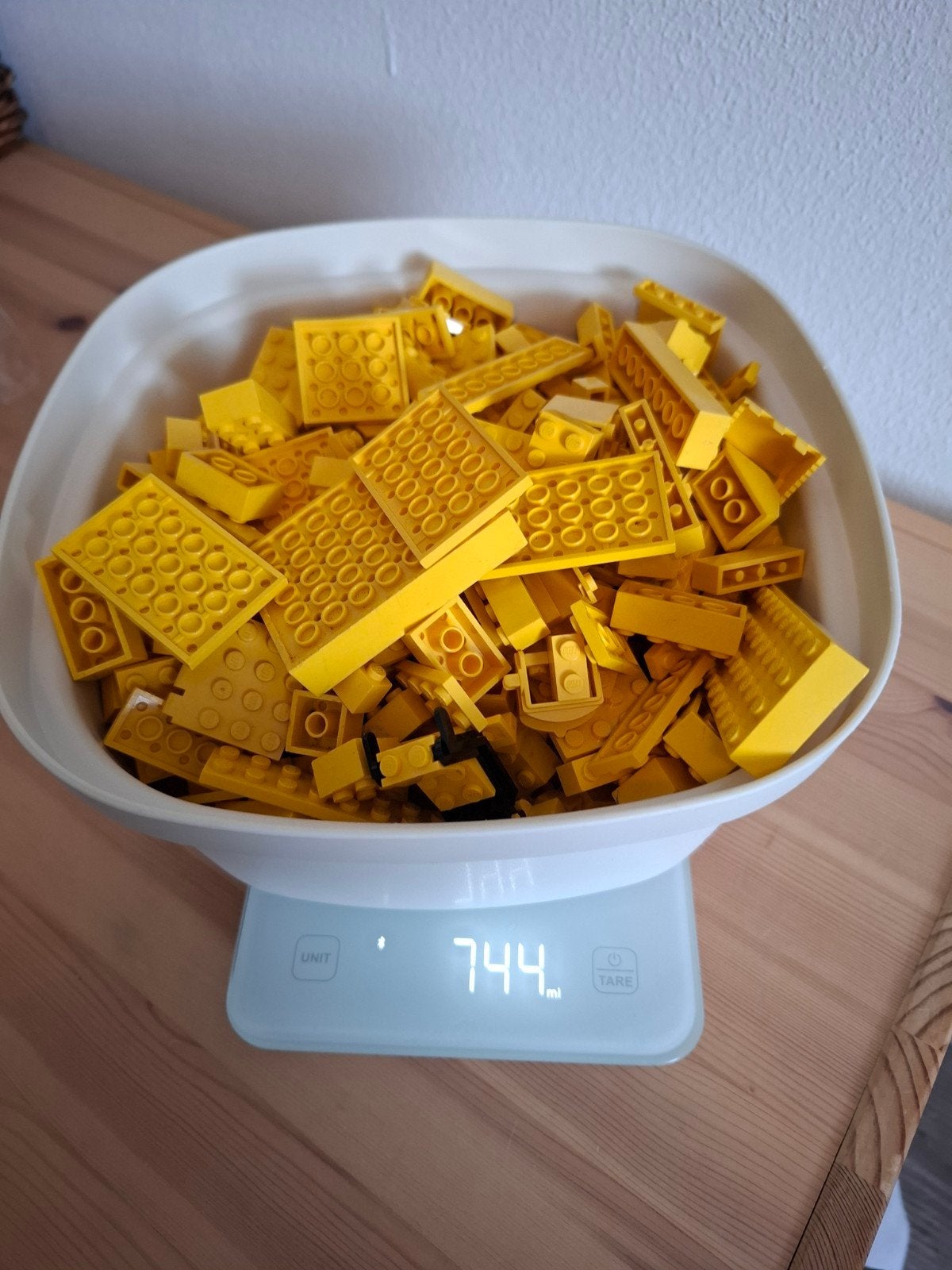 744 gram gele LEGO stenen, diverse onderdelen, Ophalen of Verzenden, Gebruikt, Losse stenen, Lego