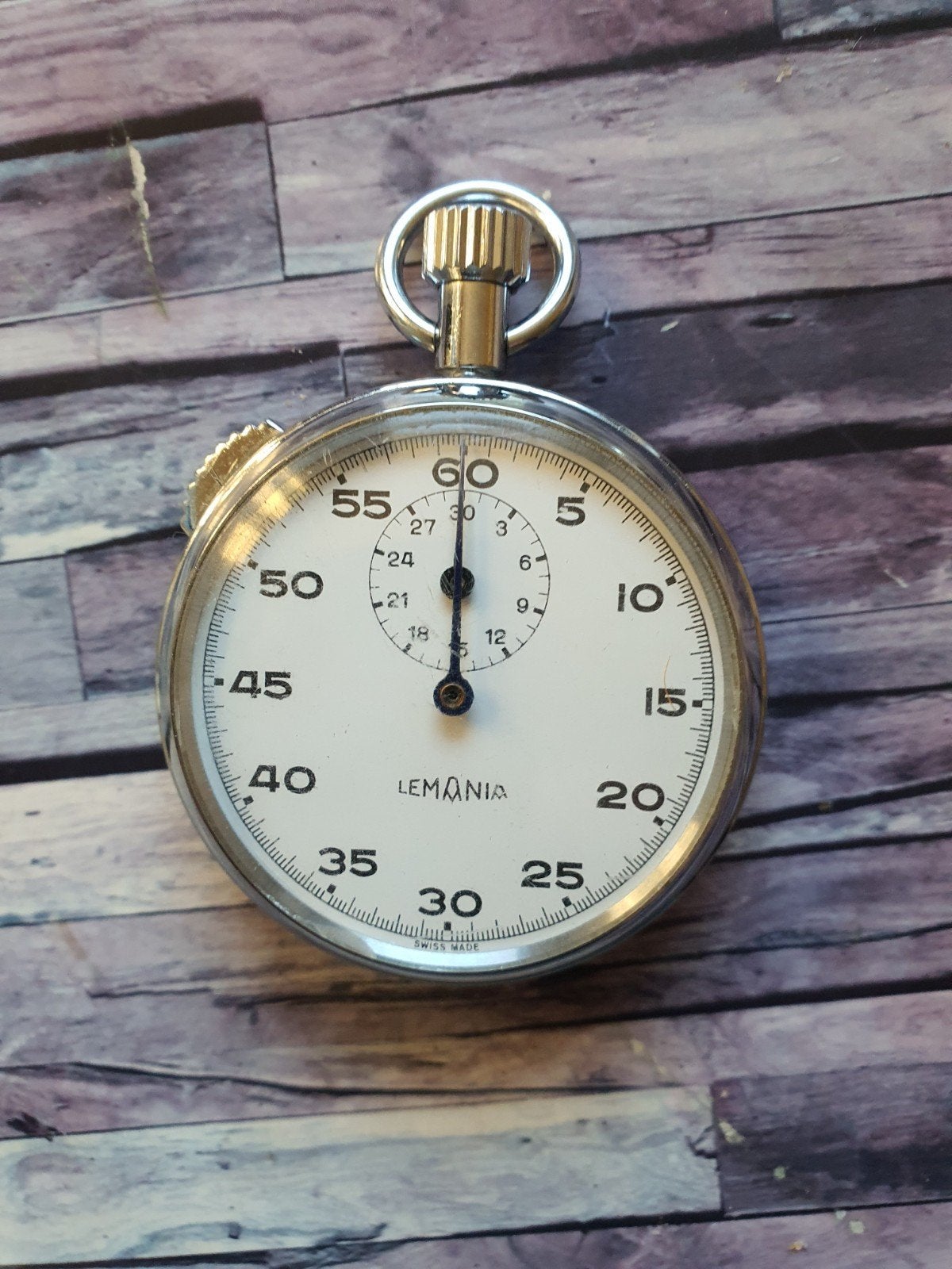 Vintage Lemania stopwatch - Zwitsers gemaakt, Overige merken, Zakhorloge, Staal, 1960 of later