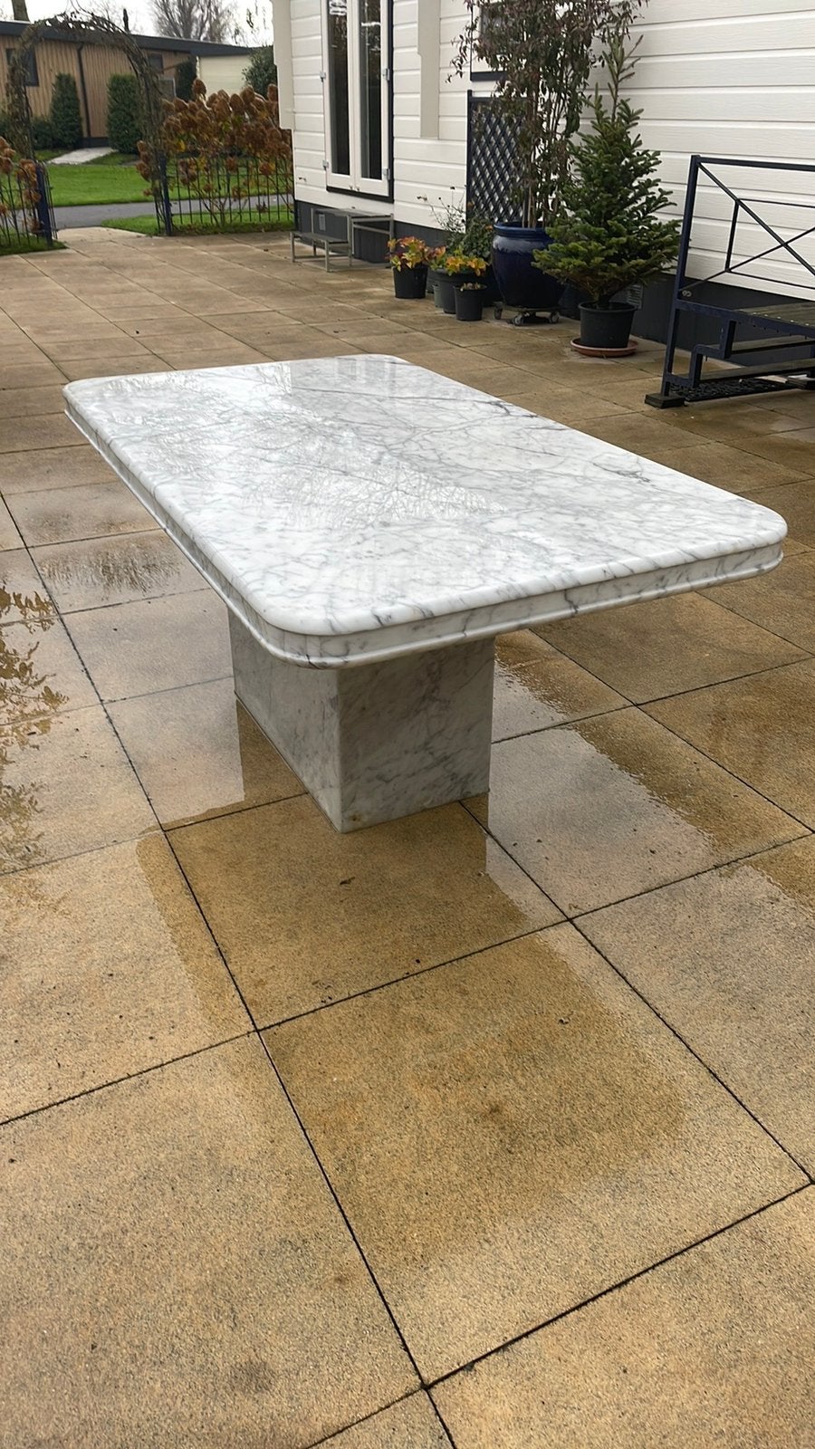 Marmeren eettafel Carrara 160x90, Antiek en Kunst, Ophalen
