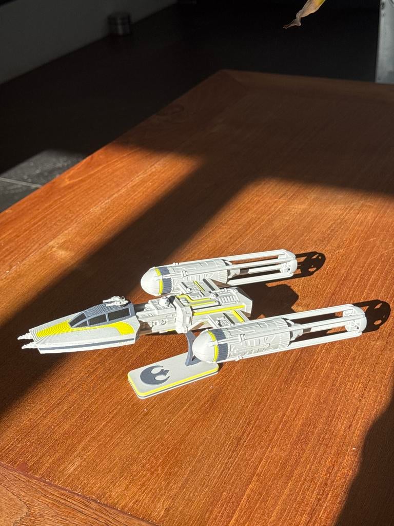 Star Wars Y-wing mini schip 3D print 25 cm, Ophalen of Verzenden, Zo goed als nieuw, Replica