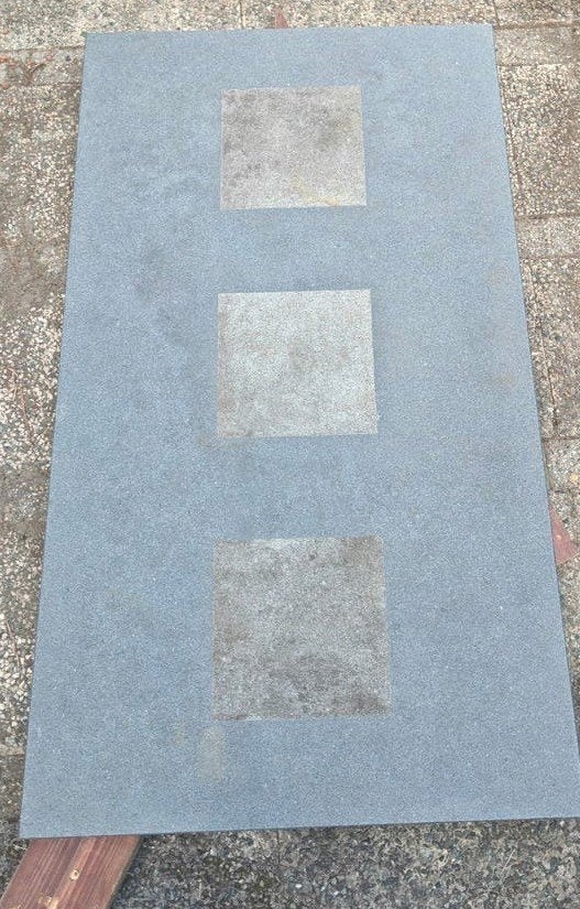 Tuin-/balkontafe (90x160x3cm) l met metalen onderstel en bla, Ophalen, Gebruikt, Rechthoekig, Metaal