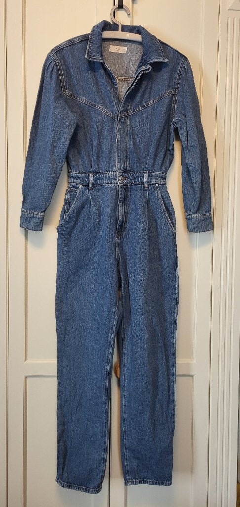 MNG Denim jumpsuit jeans, spijkerstof, blauw, maat S, Kleding | Dames, Jumpsuits, Mango, Blauw, Ophalen of Verzenden, Zo goed als nieuw