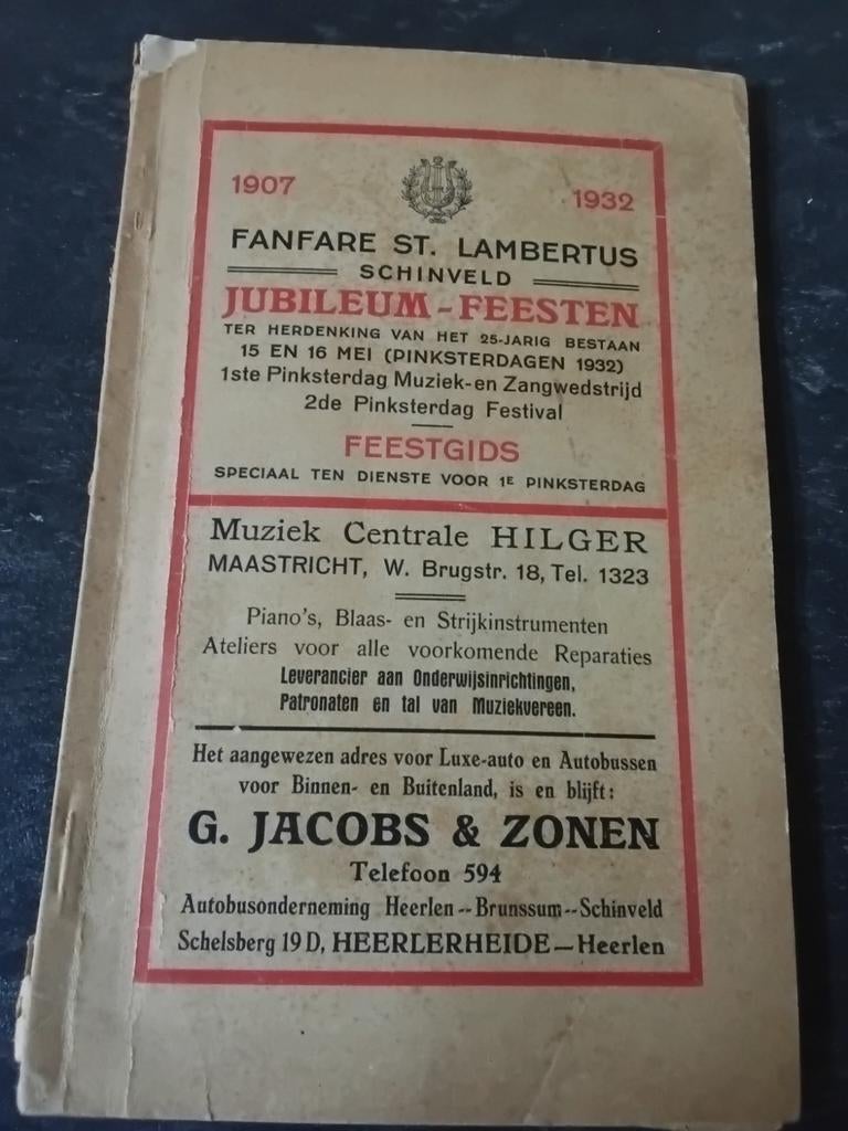 FANFARE ST. LAMBERTUS SCHINVELD JUBILEUMFEESTGIDS 25JAAR1932, Ophalen of Verzenden, Gelezen