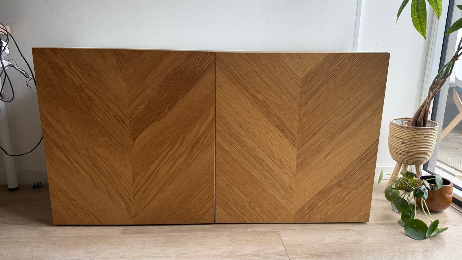 IKEA Besta TV-meubel wit met eiken Hedeviken deuren, Ophalen, Gebruikt