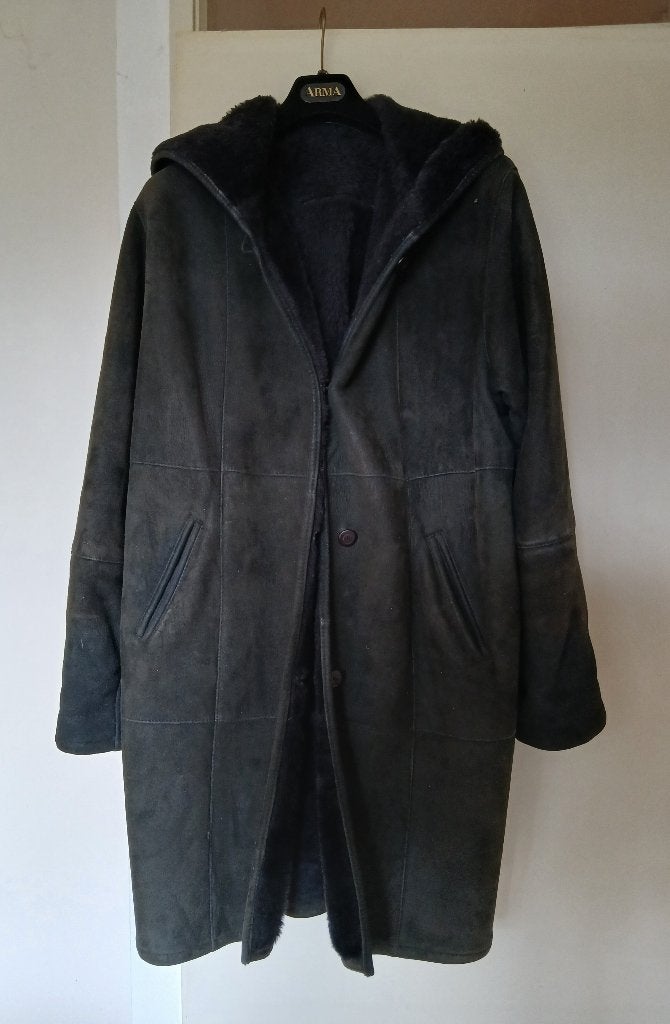Lammy coat met capuchon, maat 42, zwart, Arma, Ophalen, Gedragen, Maat 42/44 (L), Zwart