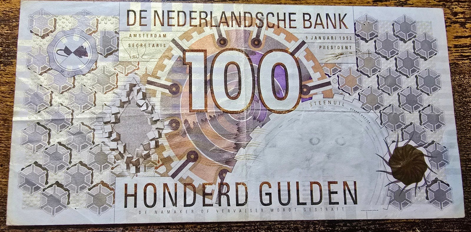 Zeldzaam biljet: 100 Gulden Steenuil uit 1992, Postzegels en Munten, Bankbiljetten | Nederland, Ophalen of Verzenden, 100 gulden